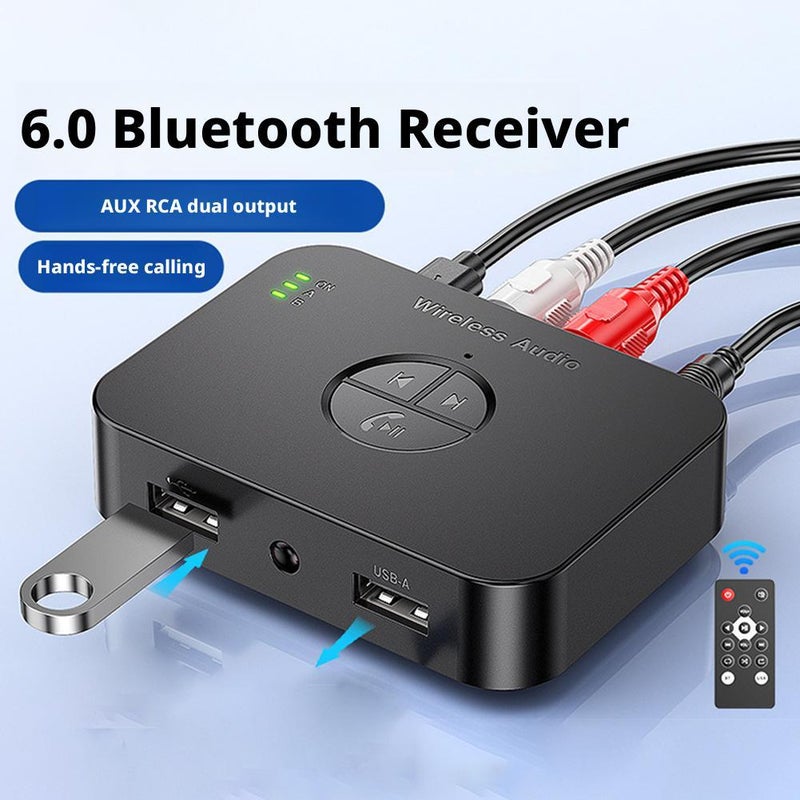 M2R Wireless Audio Receiver, Bluetooth 6.0 Transmitter & Receiver 2-in-1, Dual Link to 2 Phones, USB/U Disk/AUX/RCA Playback, Support Lossless Audio, IR Remote, for Home/Car Stereo Amplifier - Image 5